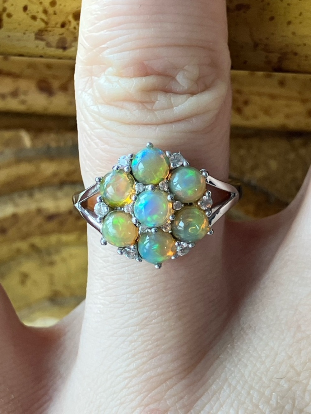 Natural Honey Opal Sterling Silver Ring Size 6